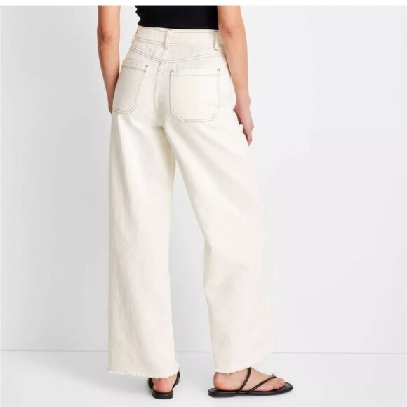 🆕 Future Collective Jenny K Lopez Collection Cream High Rise Wide Leg Jeans 26w - Picture 8 of 9